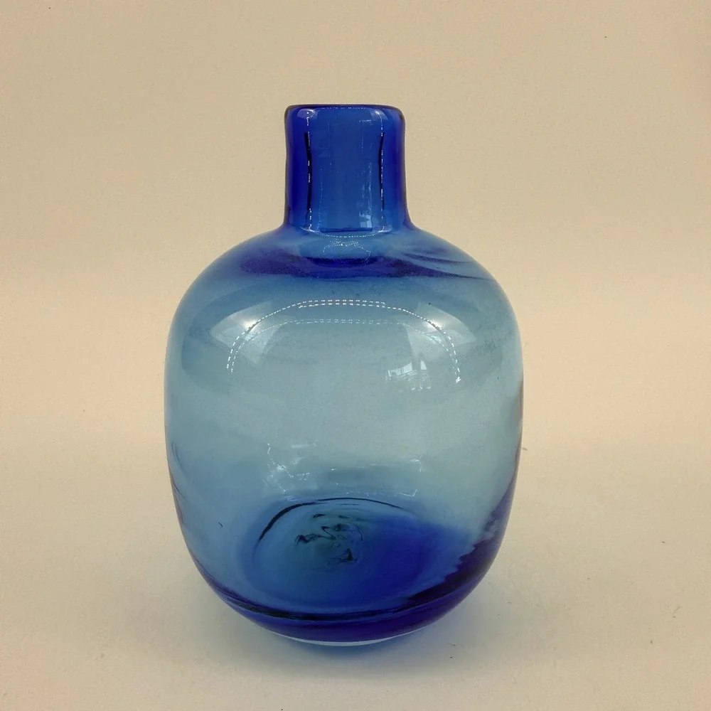 Blenko 6424 Turquoise Bud Vase‎ Candleholder Joel Myers MCM Art Glass
